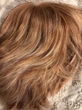 Raquel Welch Luxury Human Hair Hand Tied Red Auburn with Gold Highlights Wig!